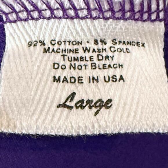 Y2K NOS TCU Mini Sheath Dress Womens Purple White Logo Ruffle Sleeves Size L - Picture 5 of 6